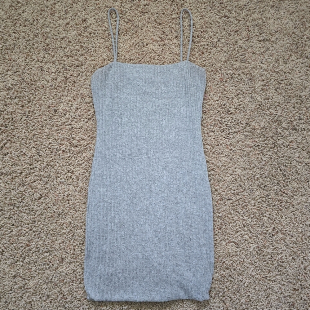 Windsor Gray Spaghetti Strap Sweater Dress